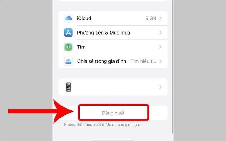 Đăng xuất tài khoản iCloud trước khi reset máy để không bị mất dữ liệu