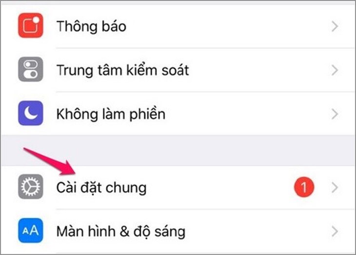 Tiếp theo bạn chọn Cài đặt chung