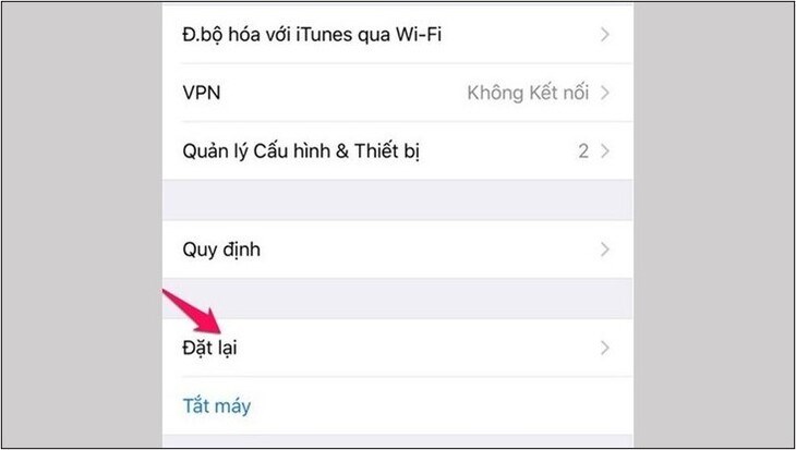 Sau đó bạn chọn Đặt lại