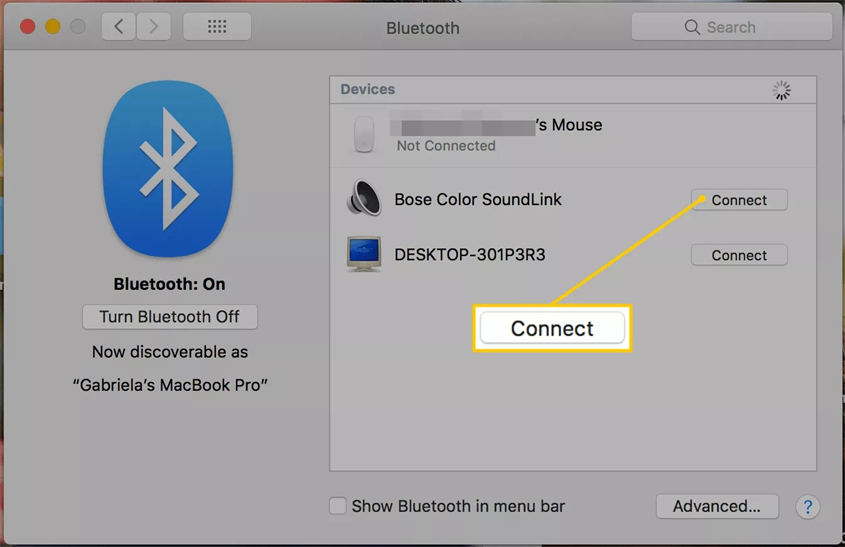 Cách kết nối Bluetooth với laptop hệ điều hành MacOS