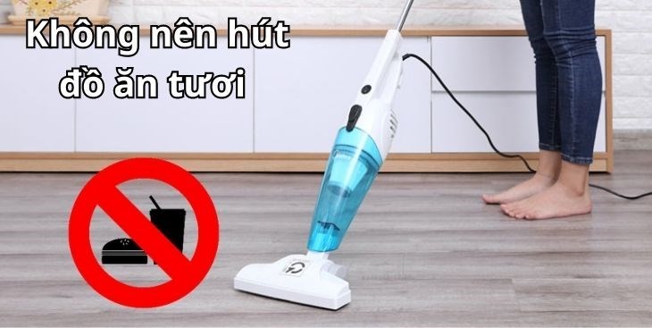 Không sử dụng máy hút bụi cầm tay Deerma DX118C để hút các thực phẩm tươi vì có thể làm tắc nghẽn ống hút