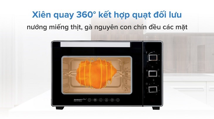 Lò nướng Sanaky VH5099S2D 50 lít có khả năng nướng thực phẩm đều, an toàn