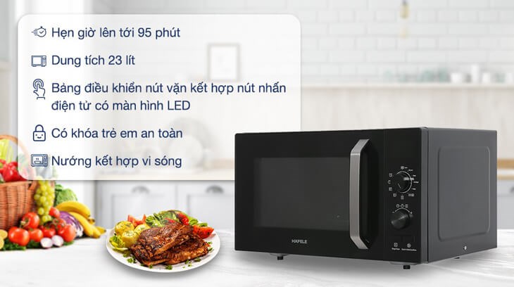 Lò vi sóng có nướng Hafele HW-F23B (538.31.270) 23 lít được bán với giá 3.990.000 đồng (ập nhật 08/01/2023, có thể thay đổi theo thời gian)