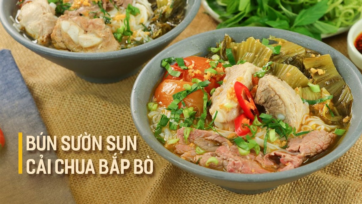 Bún sườn cải chua, bún sườn riêu cua