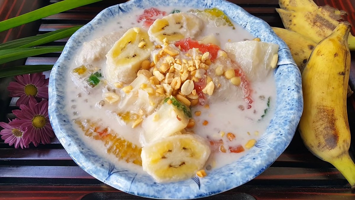 Chè chuối chưng khoai mì