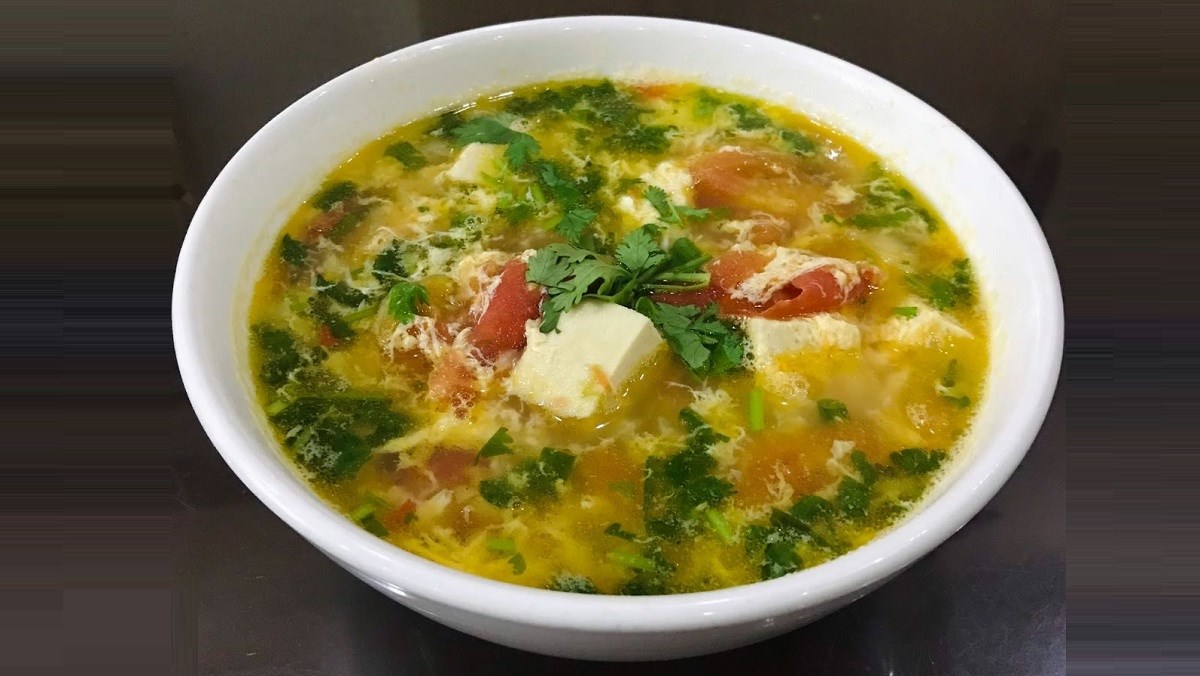 Canh cà chua trứng đậu hũ