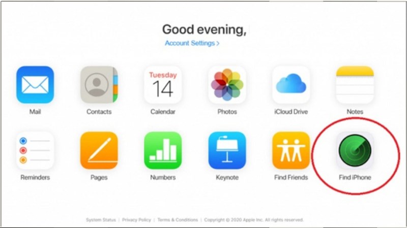 Chọn Find My iPhone