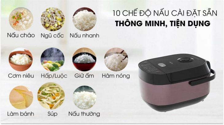 Nồi cơm điện tử AVA 1.8 lít TP40-CT01E có nhiều chế độ nấu để lựa chọn