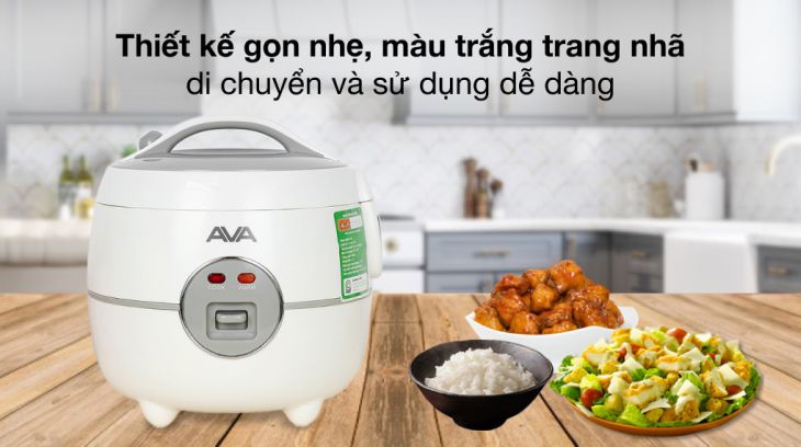 Nồi cơm điện nắp gài AVA 1 lít JRC-100P có thiết kế sang trọng, đẹp mắt