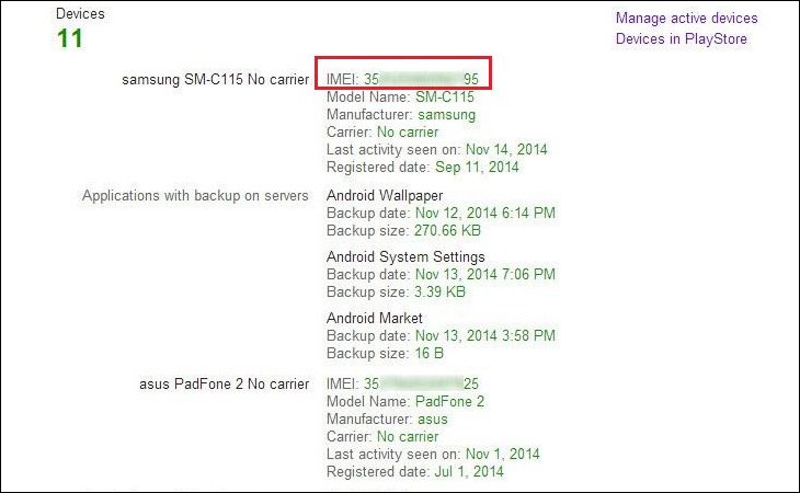 Tra IMEI trên Google Dashboard