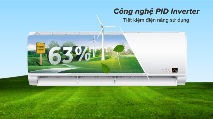 Công nghệ PID Inverter trên máy lạnh Aqua Inverter 1.5 HP AQA-KCRV13TR giúp tiết kiệm lên đến 63% điện năng cho gia đình bạn