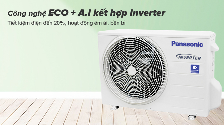 Máy lạnh Panasonic Inverter 1.5 HP CU/CS-XU12XKH-8 được tích hợp công nghệ trí tuệ nhân tạo ECO tích hợp A.I kết hợp Inverter giúp tiết kiệm đến 20% điện năng.