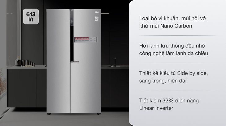 Tủ lạnh LG Inverter 613 lít GR-B247JDS