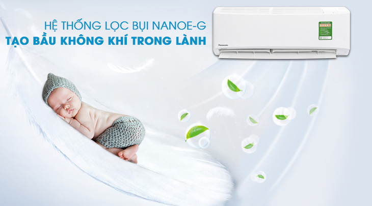 Chế độ Nanoe-G trên điều hòa Panasonic Inverter 1.5 HP CU/CS-PU12ZKH-8M giúp lọc sạch bụi bẩn, trả lại bầu không khí trong lành cho gia đình