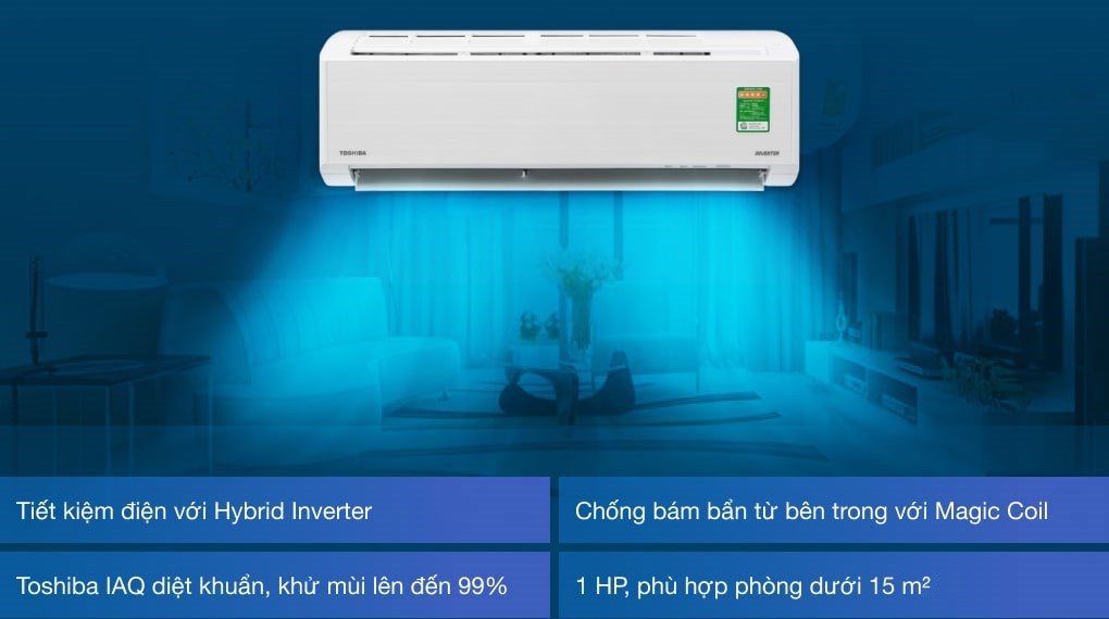 Máy lạnh Toshiba Inverter 1 HP RAS-H10D2KCVG-V tích hợp nhiều tính năng hiện đại