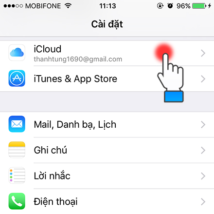  Vào iCloud: