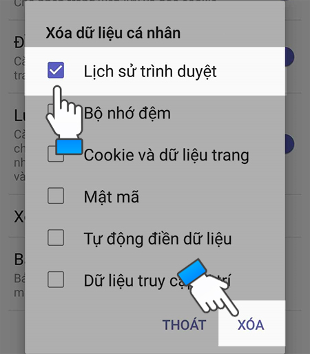 Chọn Lịch sử trình duyệt