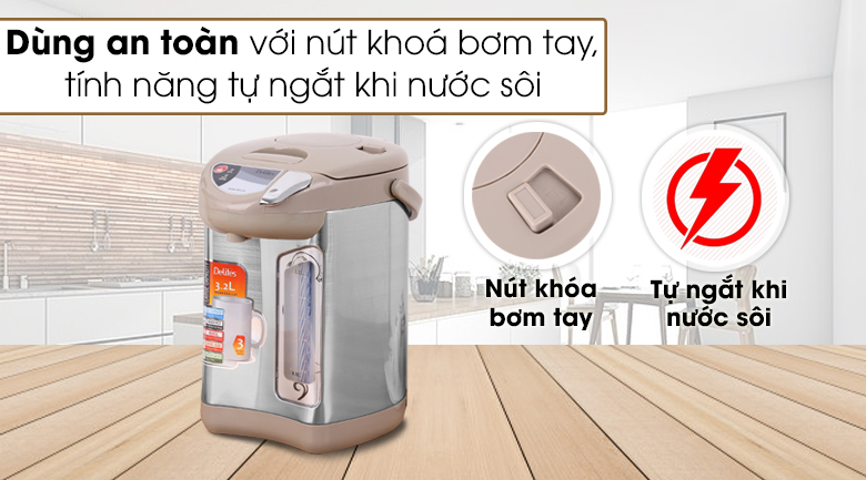 Chọn bình thủy điện có khoá bơm tay rót nước