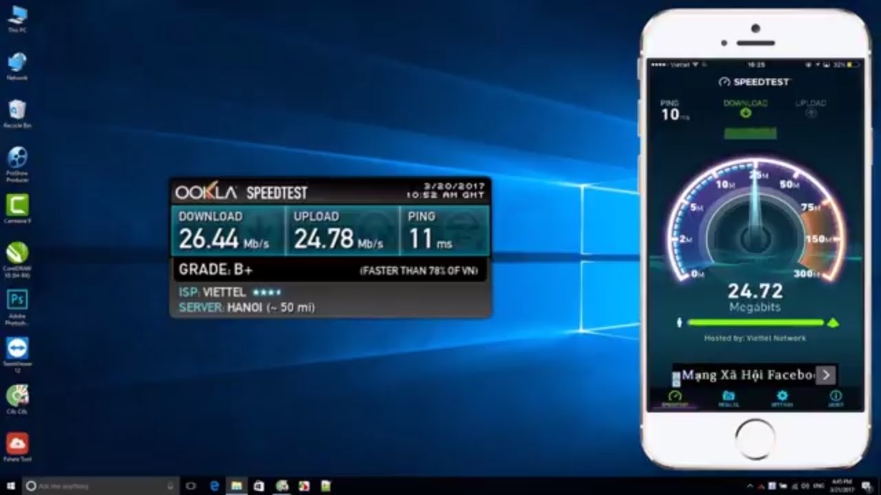 Ứng dụng SpeedTest trên smartphone