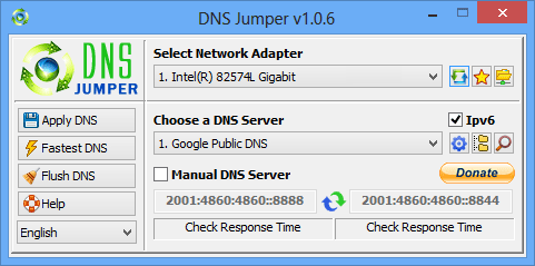 Ứng dụng DNS Jumper sau khi tải xong