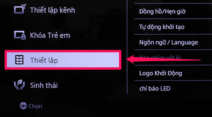 Chọn thiết lập