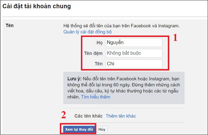 Thay đổi thông tin cá nhân > Chọn Xem lại thay đổi.