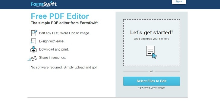 FormSwift's Free PDF Editor