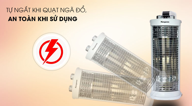 Tính năng tự ngắt trên đèn Carbon giúp đảm bảo an toàn cho người dùng khi quạt ngã đổ