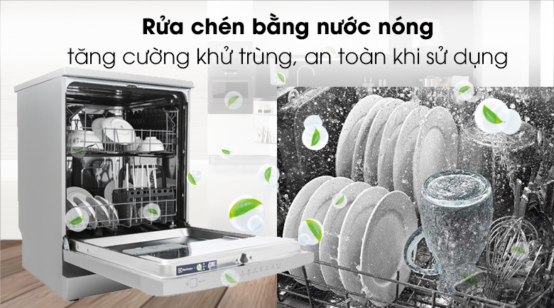 Máy rửa chén độc lập Electrolux ESF5512LOX với tính năng rửa chén bằng nước nóng, tiêu diệt sạch vi khuẩn