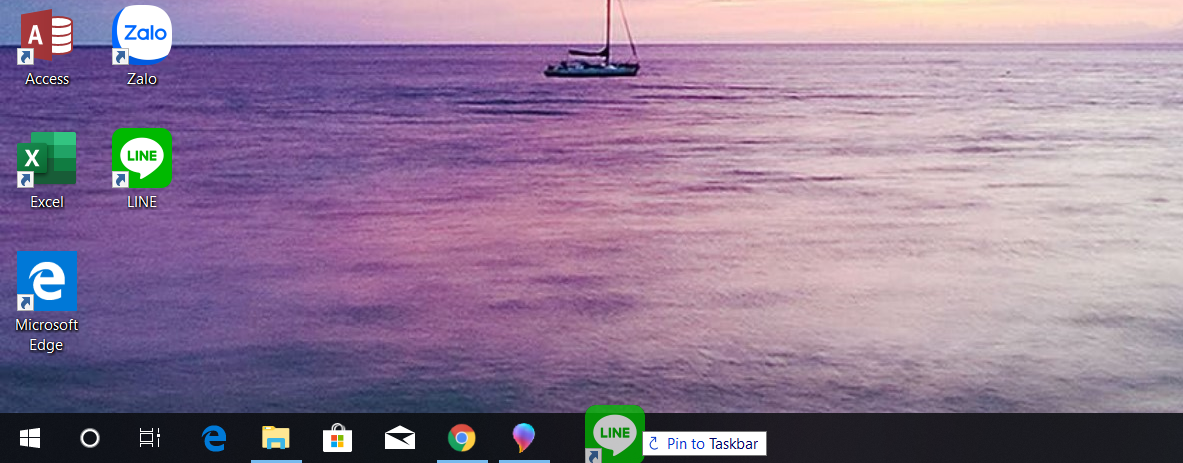 Pin ứng dụng trong Taskbar