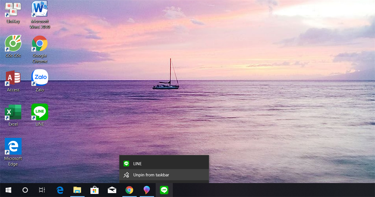 Unpin khỏi Taskbar