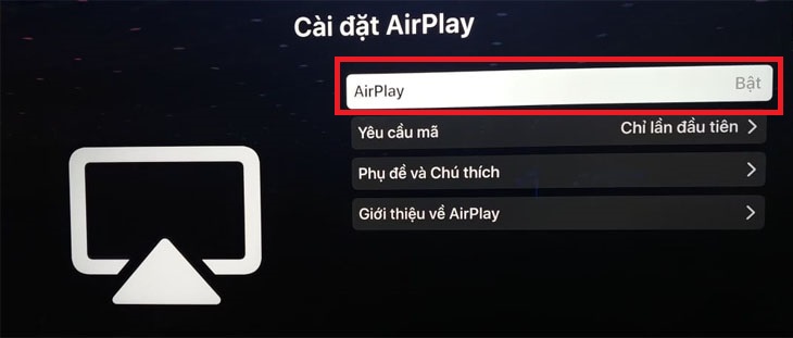 kích hoạt AirPlay