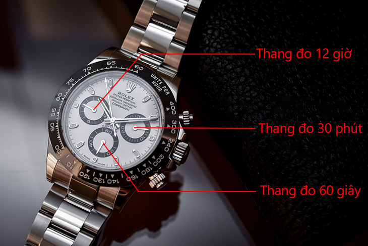 Thiết kế 3 mặt đồng hồ con của đồng hồ Chronograph