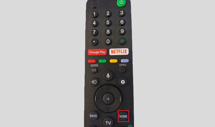 Cách kết nối remote thông minh với Smart tivi Sony - Nhấn home trên remote