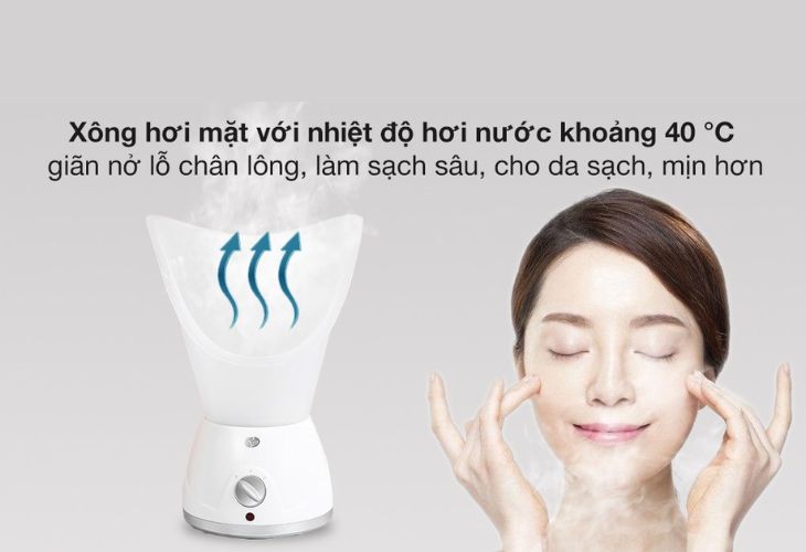 Hơi nước từ máy xông mặt hỗ trợ làm sạch sâu từ bên trong