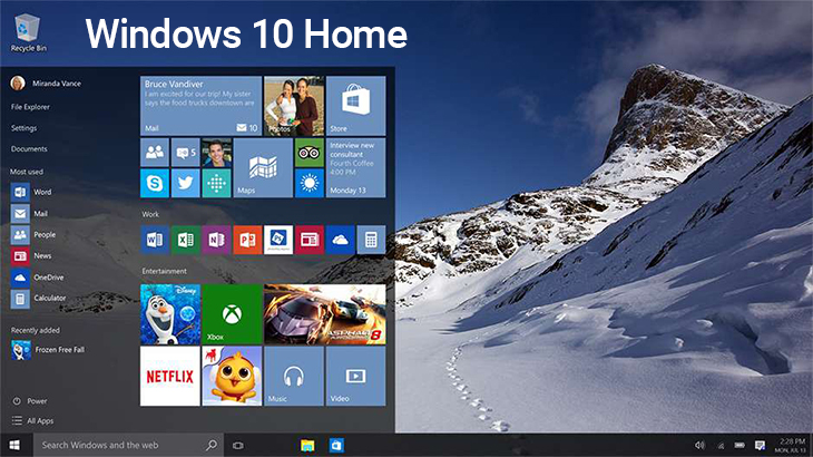 Phiên bản Windows 10 Home và Windows 10 Pro