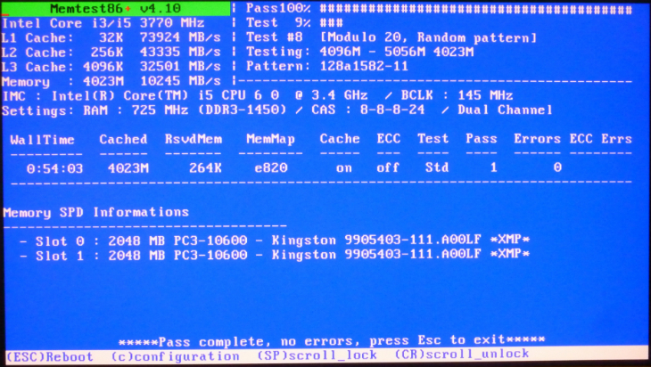 Giao diện test RAM bằng Memtest86
