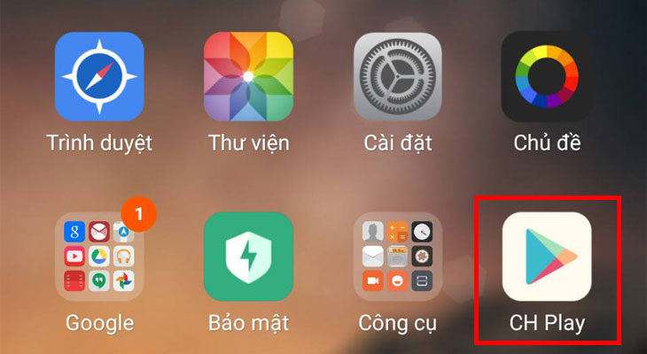 Bạn vào kho ứng dụng CH Play trên điện thoại/máy tính bảng hệ điều hành Android