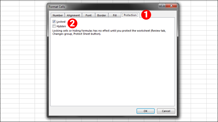 Format Cells > Protection và tích chọn Locked