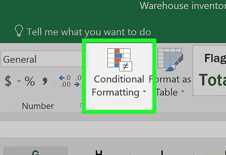 Nhấp tiếp vào nút Conditional Formatting