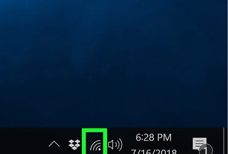 Nhấp vào biểu tượng Wi-Fi trên màn hình.