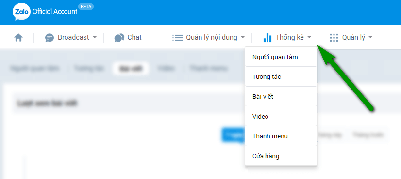 Thống kê Zalo Page