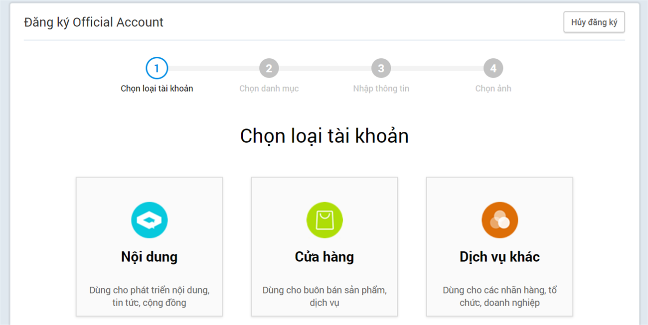 Chọn loại Zalo Page