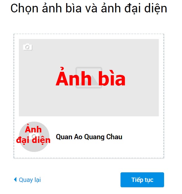 Chọn ảnh bìa và ảnh đại diện