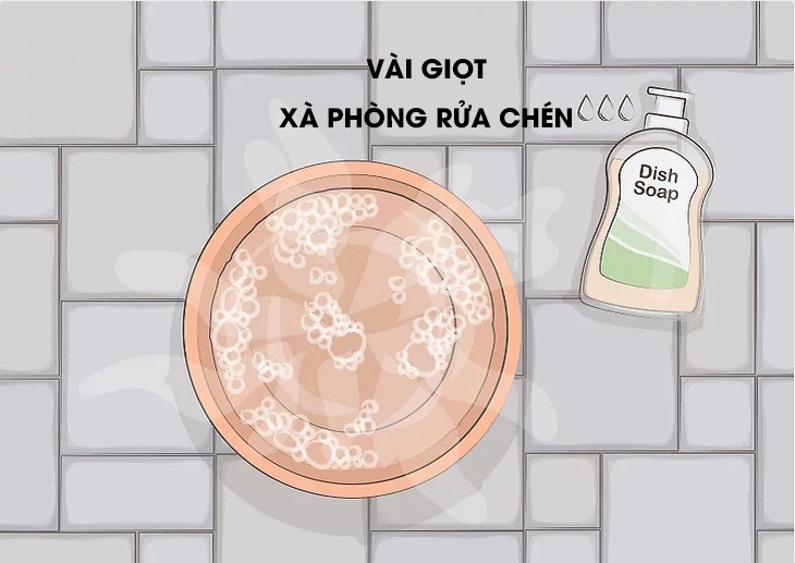 Thêm vài giọt xà phòng vào hỗn hợp dung dịch.