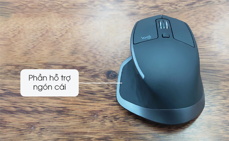 Phần hỗ trợ ngón cái tiện lợi - Chuột không dây Logitech MX Master 2S Đen