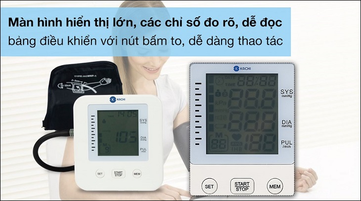 Máy đo huyết áp tự động Kachi MK-293 có màn hình hiển thị rõ nét, giúp bạn thuận tiện đọc các chỉ số sau khi đo