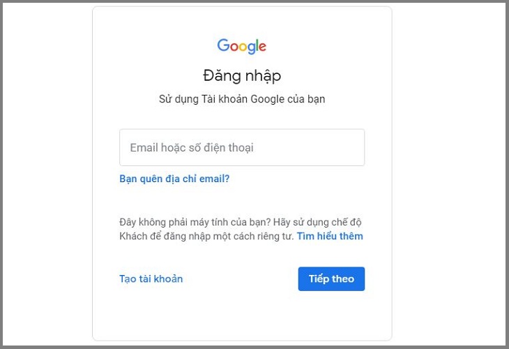 Đăng nhập vào gmail cá nhân của bạn