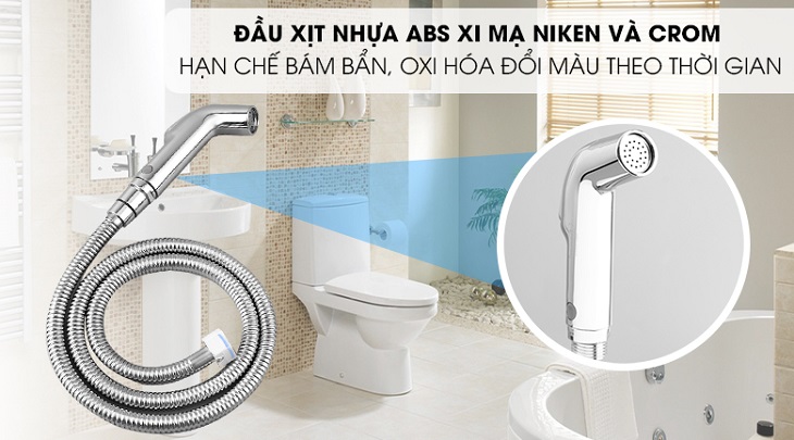 Vòi xịt vệ sinh nhựa Eurover PLE-095X thiết kế đầu xịt ABS Niken và Crom hạn chế tình trạng rỉ sét