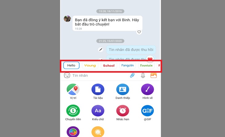 Bước 3: Chọn kiểu chữ phù hợp và nhập tin nhắn.